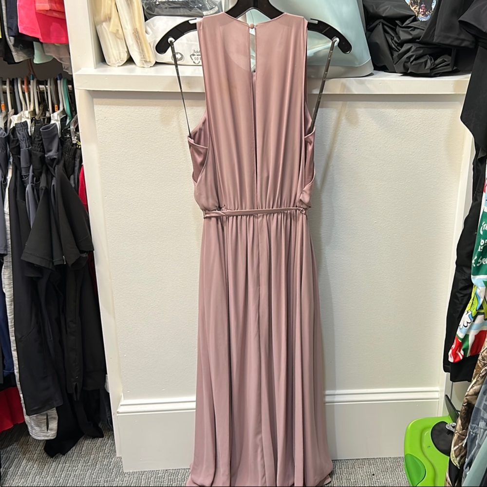 Vera Wang Pink Pleated Sundress with Plunge Neckline